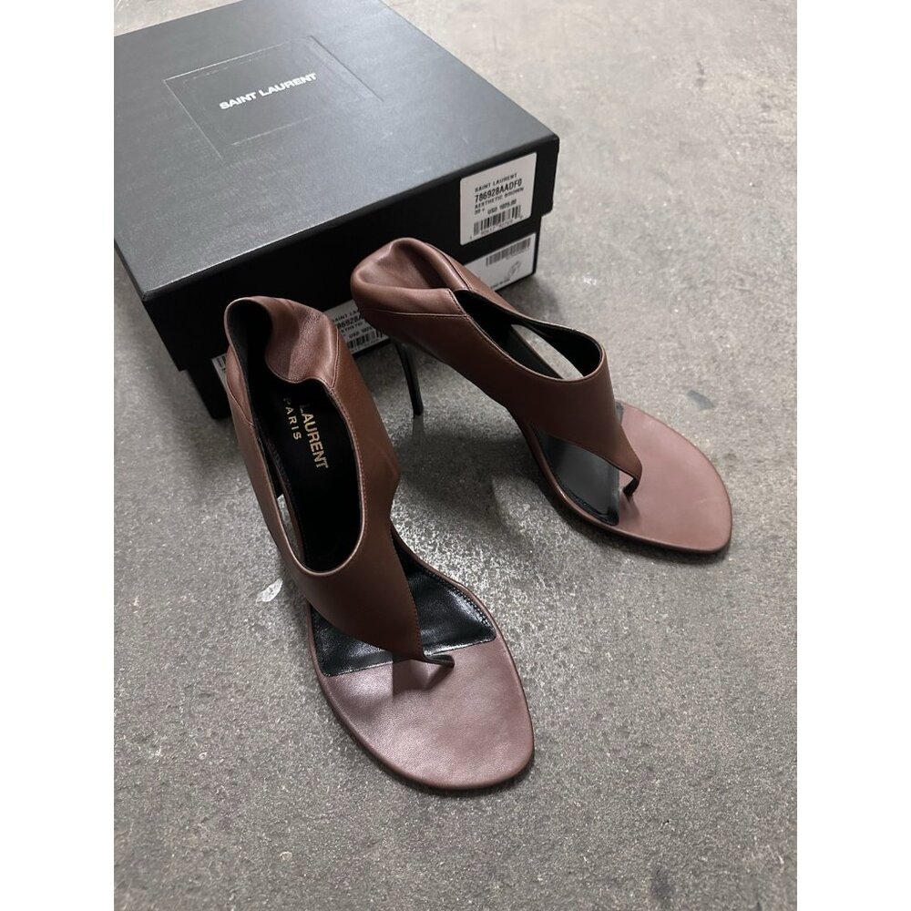 Saint Laurent Bridget Sandal Heels Aesthetic Brown - Picture 7 of 10